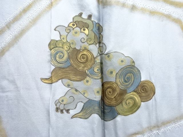 JAPANESE KIMONO / ANTIQUE MENS HAORI / SILK / SHIBORI / DORO OSHIMA TSUMUGI / LION (lining)